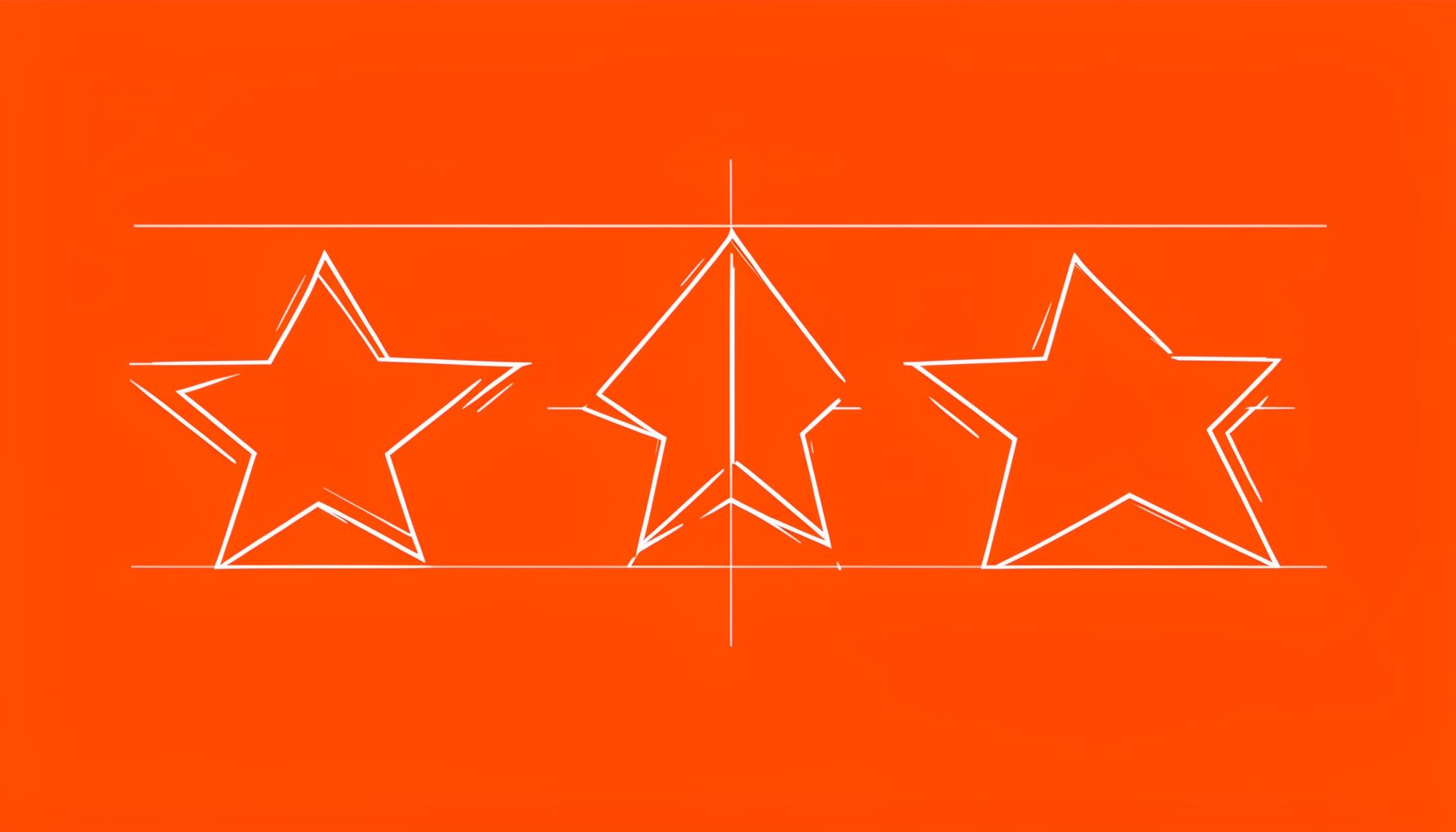 Five star rating indicator in orange and white, simple flat design